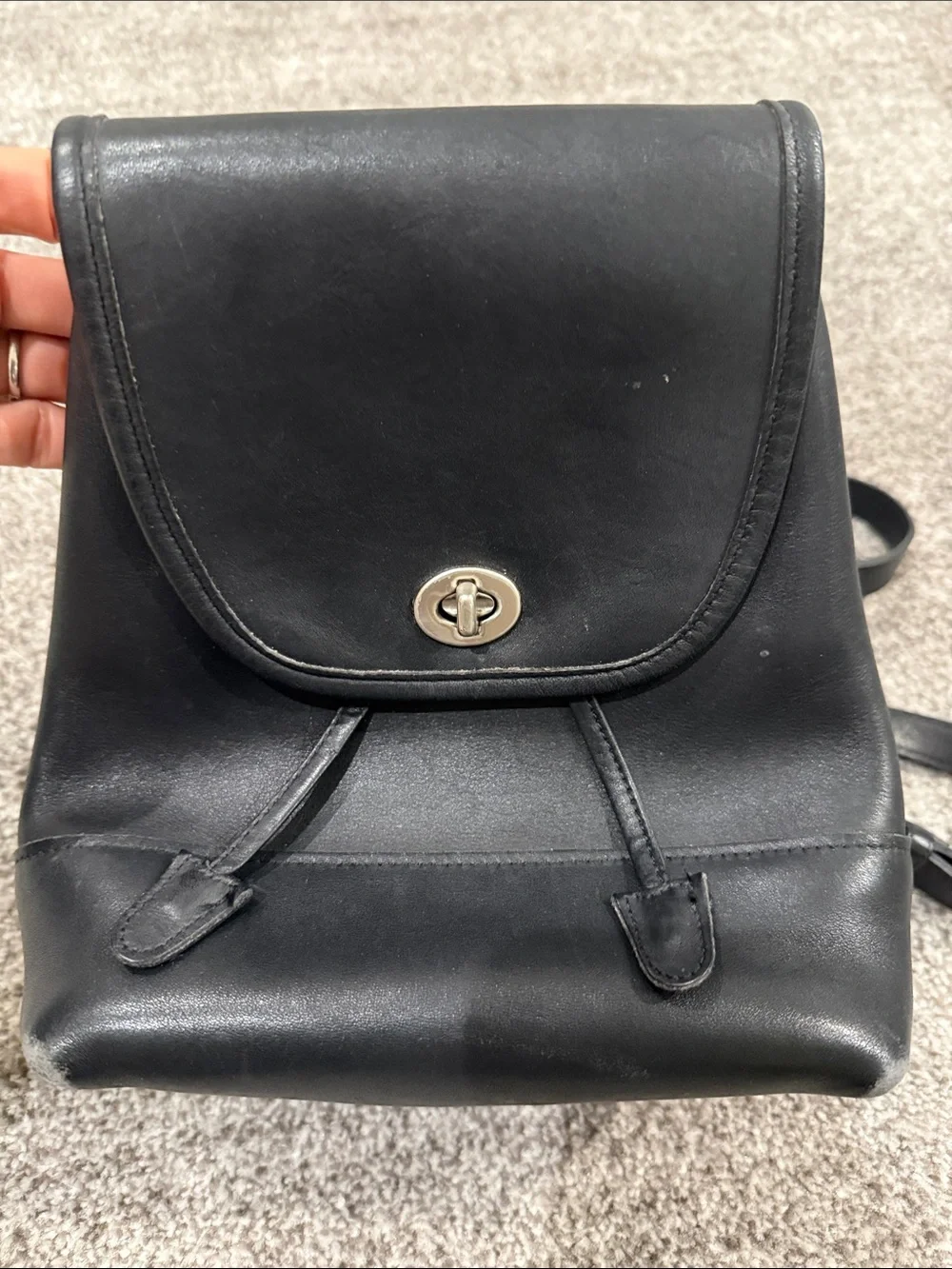 Coach Classic Black Leather Convertible Backpack